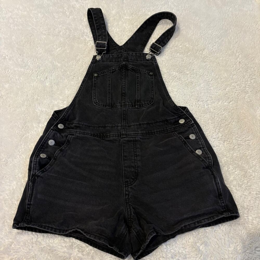Old Navy Womens Overall Denim Black Shorts Cotton M Grunge Emo Casual Boho Indie